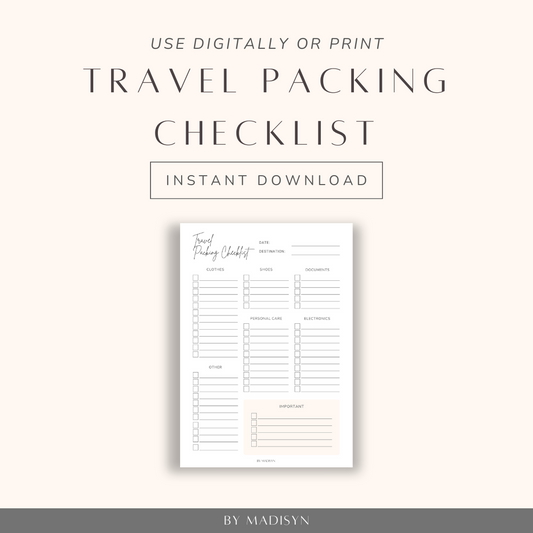 Travel Packing Checklist Download